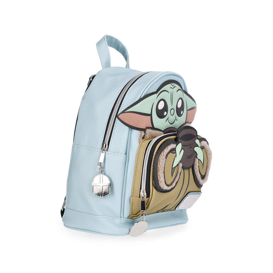 Compact mini backpack with faux leather exterior and adjustable shoulder straps for everyday essentials
