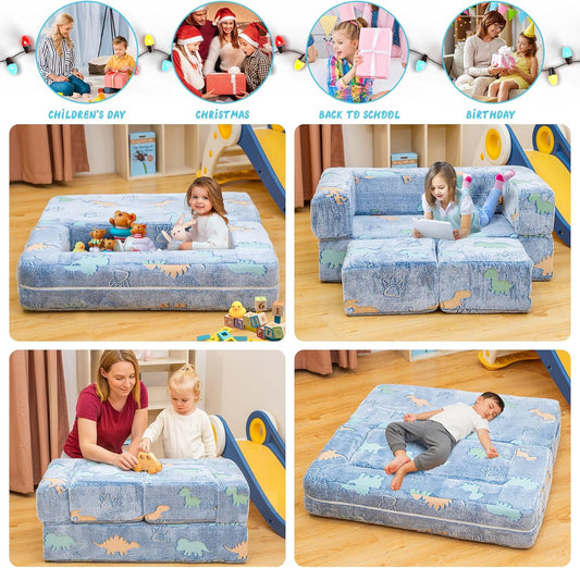 Image displaying a kid playing with a soft modular play furniture