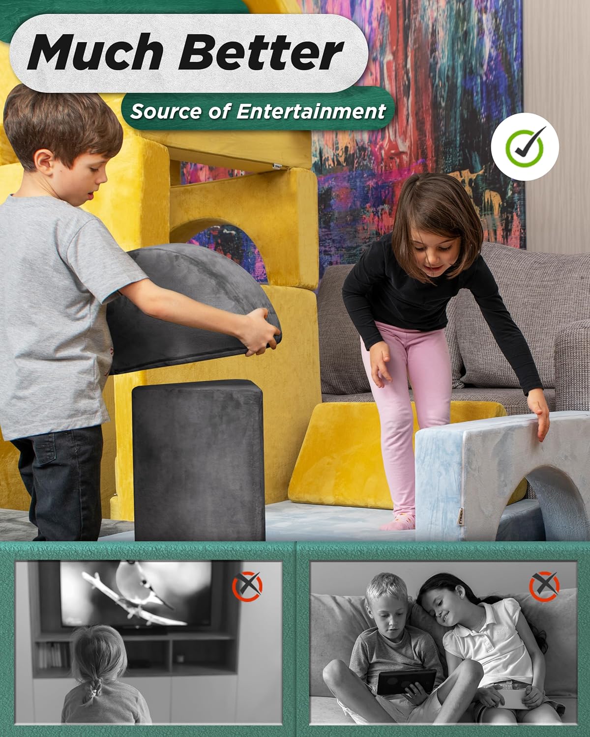 Image displaying kids playing with a soft modular play furniture