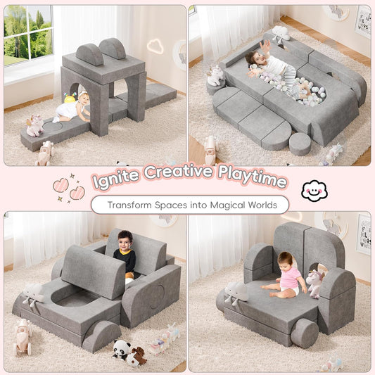 Image displaying a kid playing with a soft modular play furniture