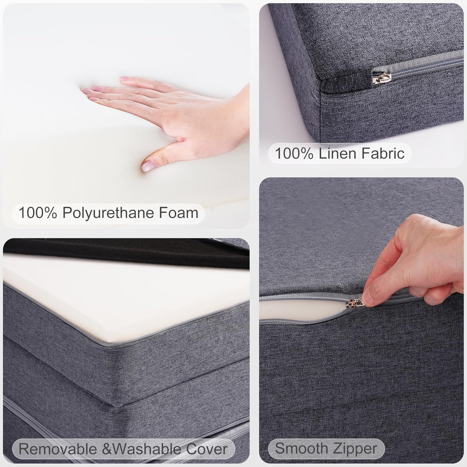 Image displaying a soft modular play furniture and text about it's details