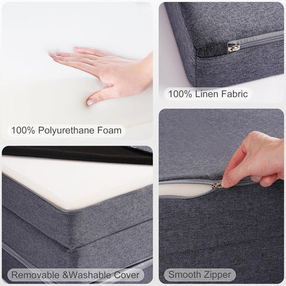 Image displaying a soft modular play furniture and text about it's details