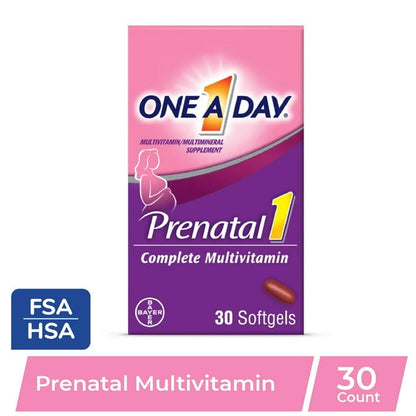(2 pack) One A Day Women's Prenatal Multivitamin with Folic Acid, DHA and Iron, 30 Ct