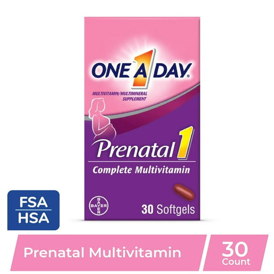 (2 pack) One A Day Women's Prenatal Multivitamin with Folic Acid, DHA and Iron, 30 Ct