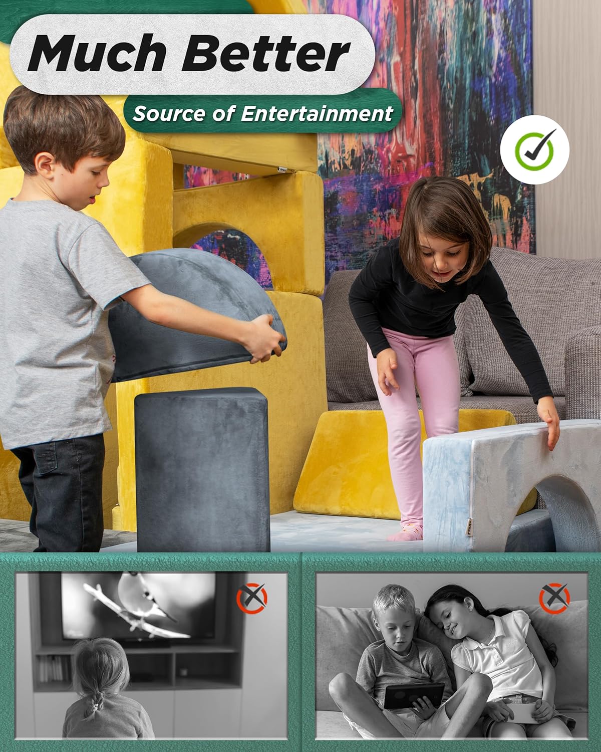 Image displaying kids playing with a soft modular play furniture