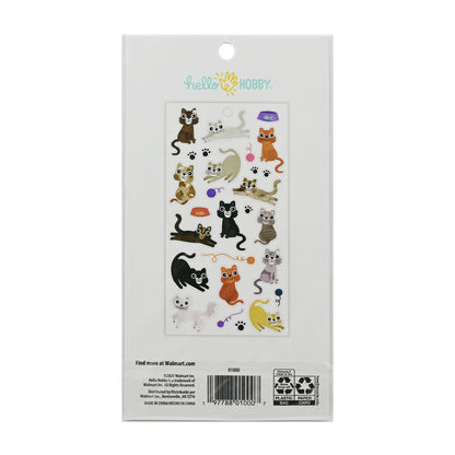 Hello Hobby Multicolor Cats Themed Stickers, 27 Count