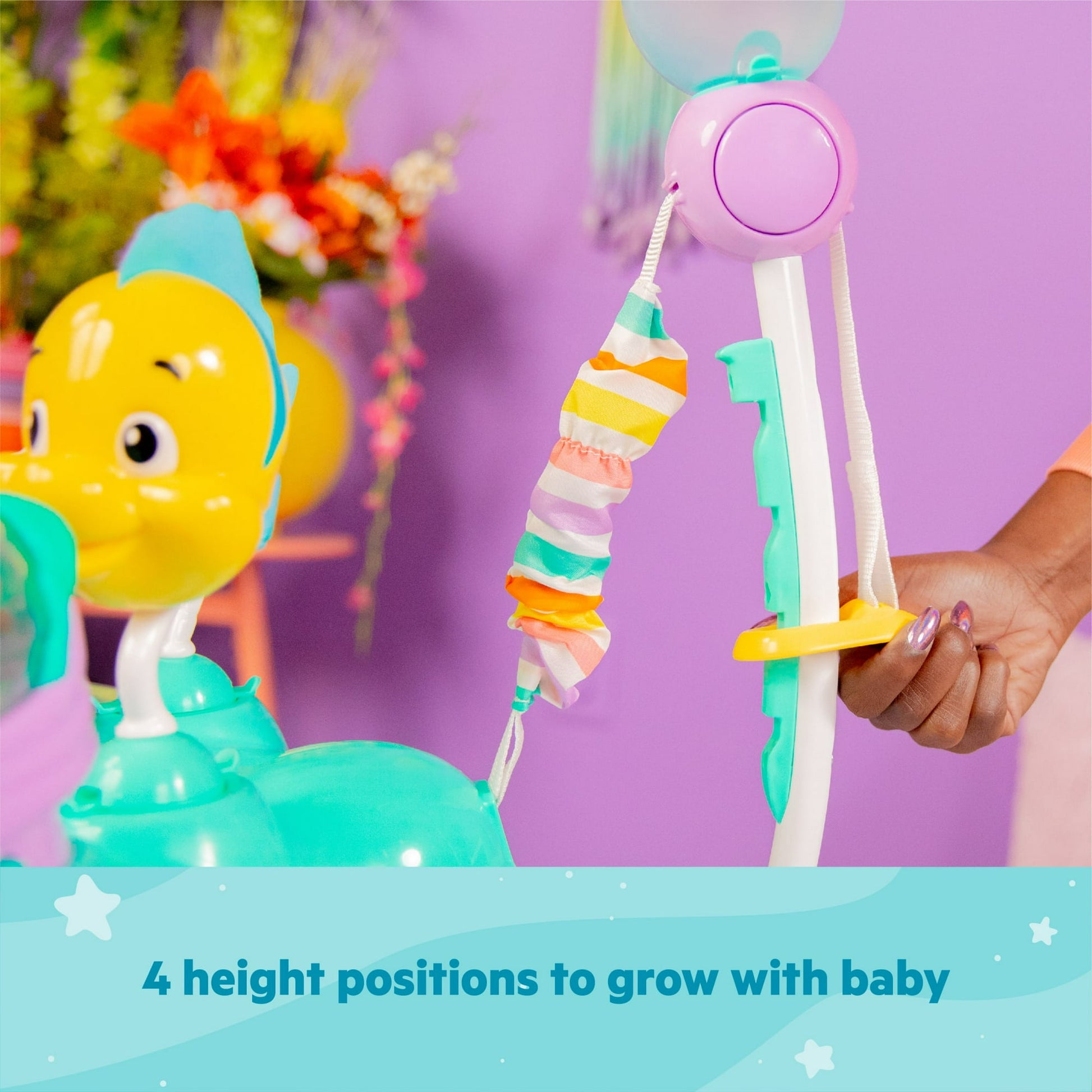 Image displaying a baby activity jumper with text below