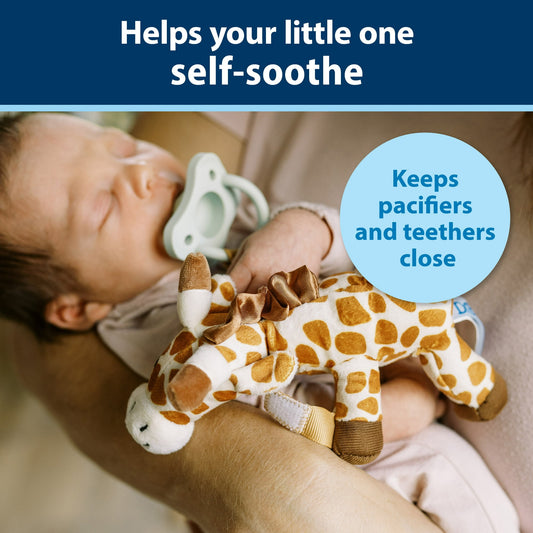 Dr. Brown's Baby Lovey Pacifier & Teether Holder, Giraffe with Green HappyPaci, 100% Silicone, 0-6m