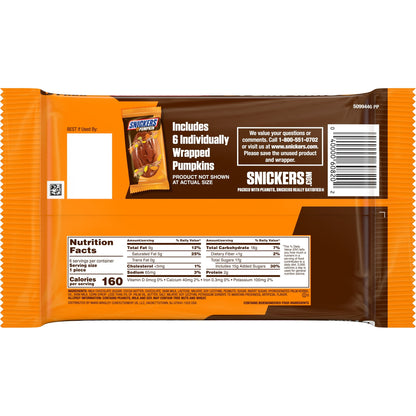 Snickers Pumpkin Milk Chocolate Halloween Candy Bulk Pack of 6 - 1.1 oz