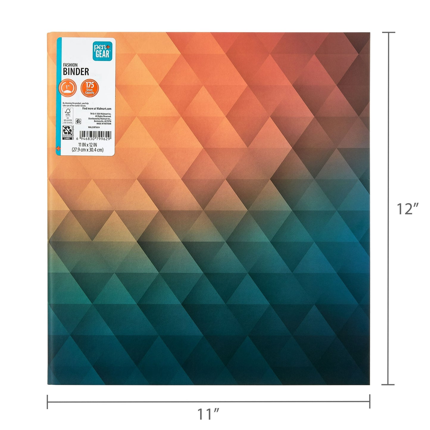 Pen+Gear Fashion 1" Round-Ring Binder, Multi-Color Geometric