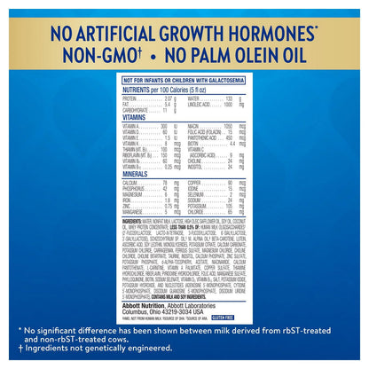 Product image displaying written details and features about baby formula