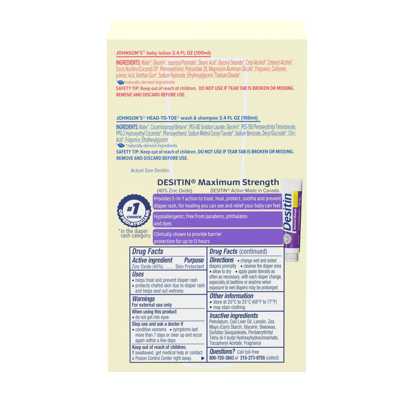 Image showing text about ingredients and details of a Baby gift set