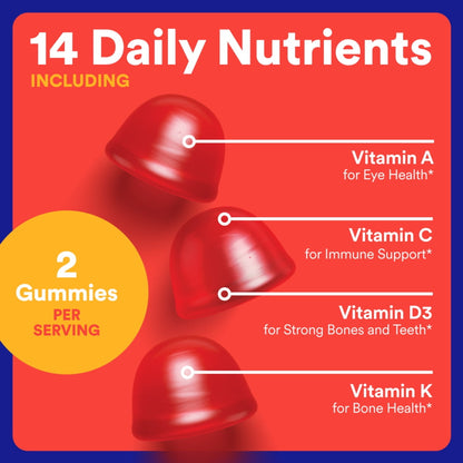 Image showing text about a Daily wellness supplement product for kids