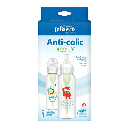 Anti-colic baby bottle packaging on a white background