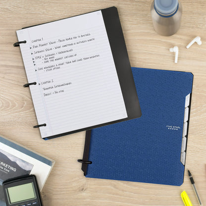 Five Star Flex Refillable College Ruled Notebook Plus Study App, 1", Pacific Blue, Plastic, 3 Ring, 60 Sheets