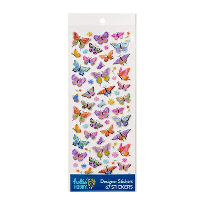 Hello Hobby Multicolor Butterfly Mini Puffy Designer Stickers, 67 Count