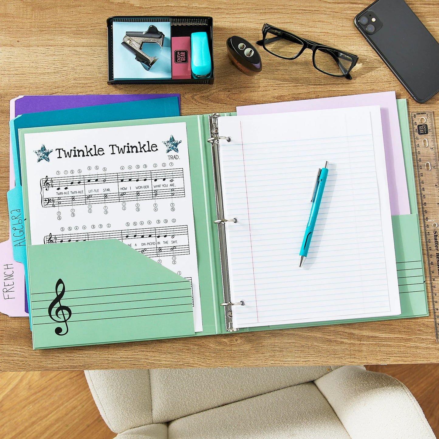 Pen+Gear Fashion 1" Round-Ring Binder, Music Notes
