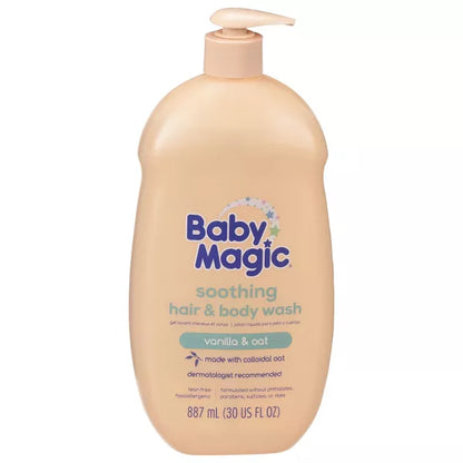 Baby hair and body wash bottle on a white background