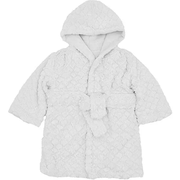 Baby hooded robe in soft fleece, light gray