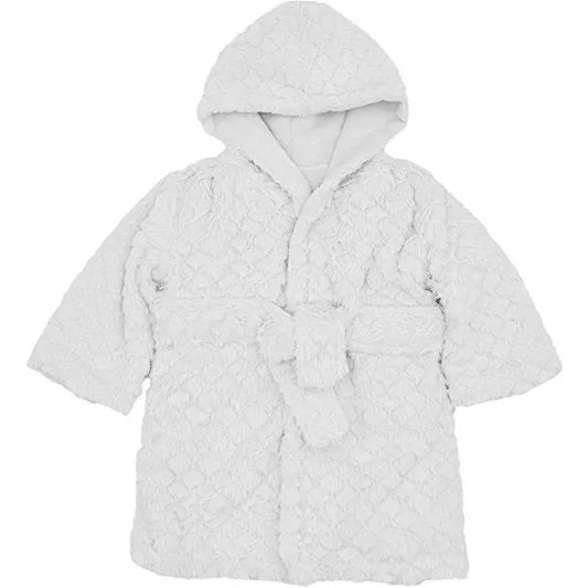 Baby hooded robe in soft fleece, light gray