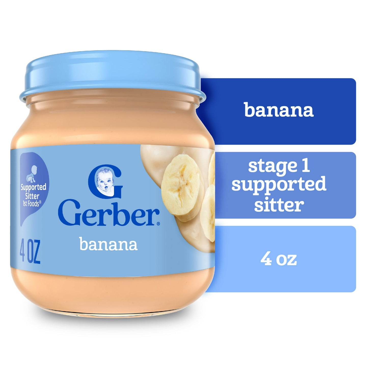 Banana puree baby food, 4 oz jar – smooth stage 1 fruit puree for infants’ first solid food experience.