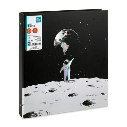 Binder with an astronaut on the moon design on a black background