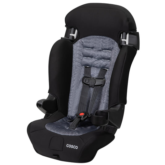 Black and gray car seat on a white background