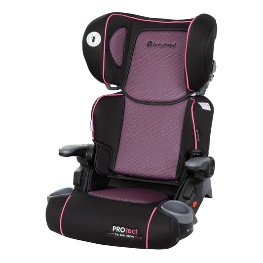 Black and purple car seat, child car seat on a white background