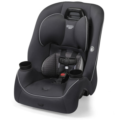 Black car seat with cup holders on a white background