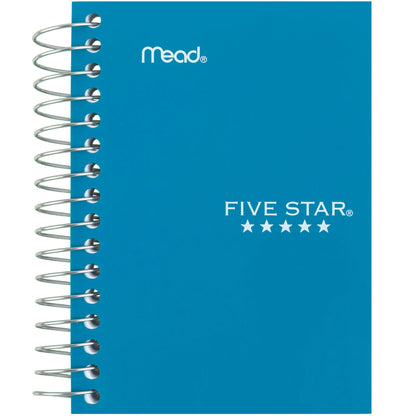Blue notebook with Mead and logos on a white background