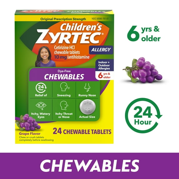 Children's Chewables packaging with grape flavor on a white background