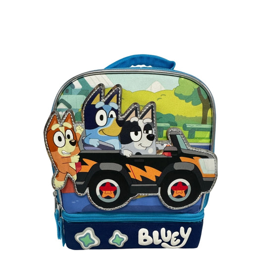 Children's backpack with cartoon characters and branding on a white background