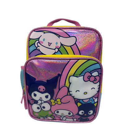 Children's backpack with cartoon characters on a white background