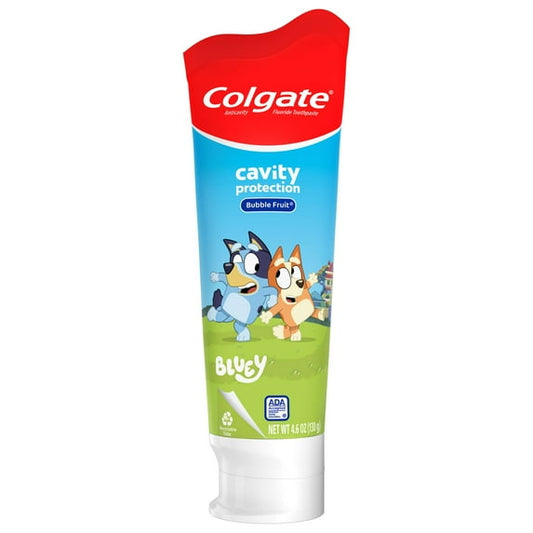 Colgate Bluey Kids Toothpaste with Fluoride, Cavity Protection, Mild Bubble Fruit Flavor, 4.6 oz Tube