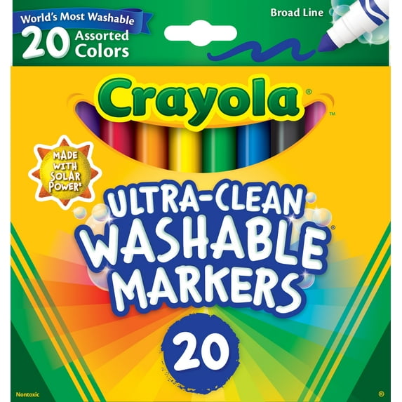 Crayola Ultra-Clean Washable Broad Line Markers, 20 count