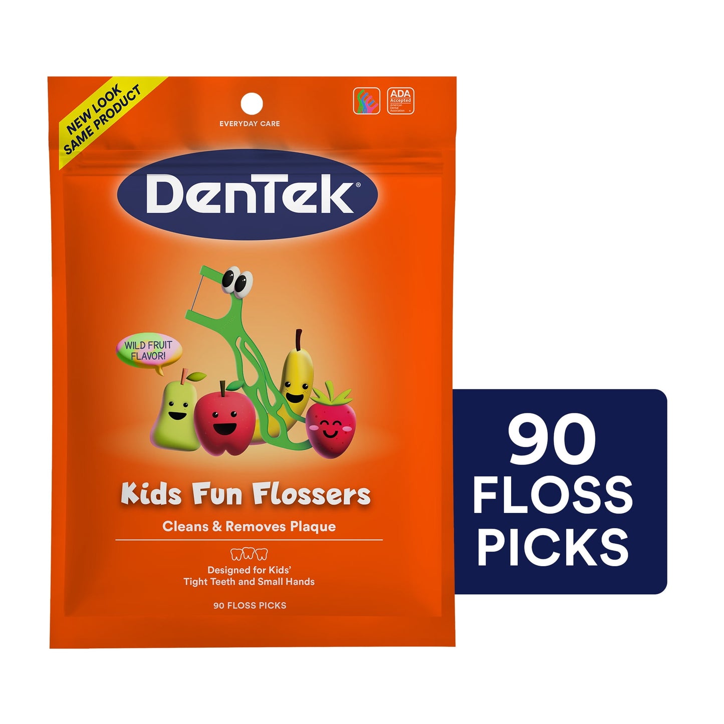 DenTek Kids Fun Flossers, Floss Picks, Removes Food  Plaque, 90 Count