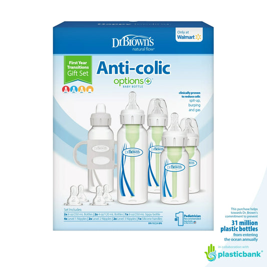 Dr. Brown's Natural Flow Anti-Colic Options+ First Year Baby Bottle Gift Set, BPA free, 0m+