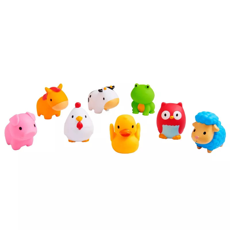 Floating Farm Animal Rubber Bath Toys, an 8-piece set. 