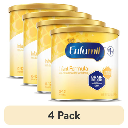 Four cans of infant formula with a '4 Pack' label on a white background.