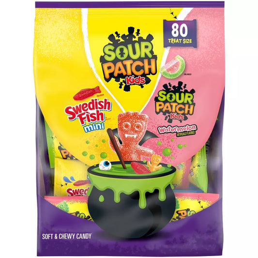 SOUR PATCH KIDS Watermelon & Swedish Fish Halloween Candy Variety Pack