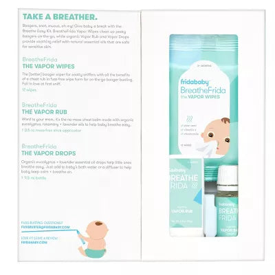 Frida Baby Breathe Easy Kit Sick Day Essentials with Vapor Wipes, Vapor Rub and Vapor Drops