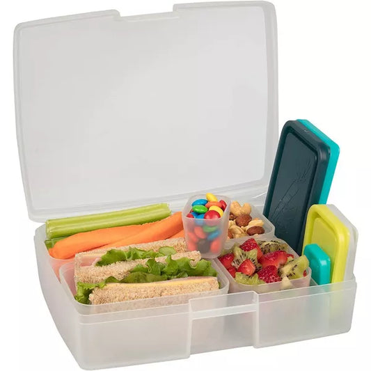 Bentology Lunch Box Set w 5 Removable Nesting Containers- Adaptable Inner Compartment Portion Sizes - Leakproof Durable & BPA Free- Dishwasher Safe