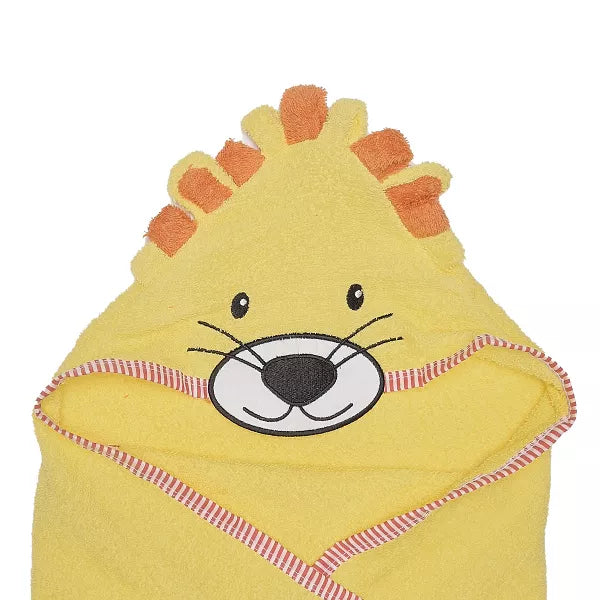 Everyday Kids 3D Yellow Lion Hooded Towel, Soft Terry Cloth, Absorbent, Gender-Neutral Baby Bath Essential for Boys & Girls, 30x30 Inches