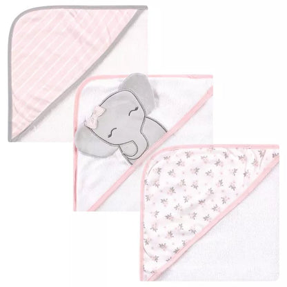 Hudson Baby Infant Girl Cotton Rich Hooded Towels, Cute Elephant, One Size