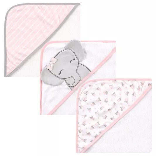 Hudson Baby Infant Girl Cotton Rich Hooded Towels, Cute Elephant, One Size