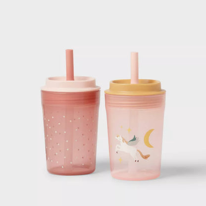 Kids' Single Wall Recycled Straw Tumblers - Pillowfort 14oz 2pk