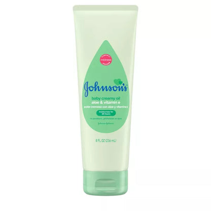Johnson's Baby Creamy Body Oil with Aloe & Vitamin E for Delicate Skin, Hypoallergenic - 8 fl oz