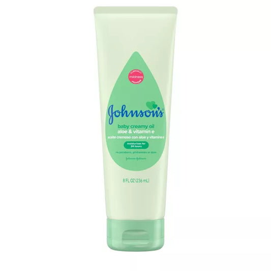 Johnson's Baby Creamy Body Oil with Aloe & Vitamin E for Delicate Skin, Hypoallergenic - 8 fl oz
