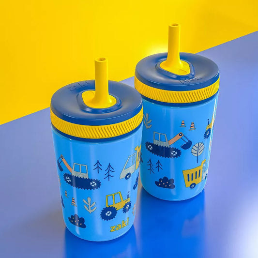 Zak Designs 12 fl oz Stainless Steel Vacuum Insulated Kelso Straw Tumbler: Kids & Toddler Sippy Cup, Dishwasher-Safe
