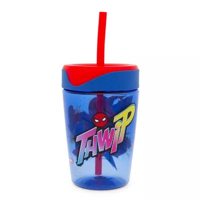 Silver Buffalo Marvel Spider-Man "Thwip" Kids Spill-Proof Tumbler With Straw | Holds 18 Ounces